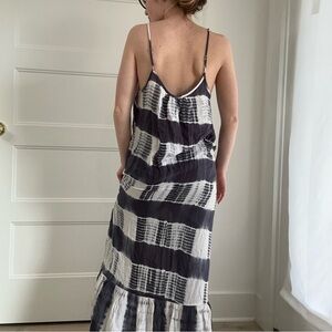 Smell the roses kade white and blue tie dye maxi thin straps dress